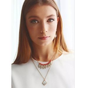 NEW Erica Nikol Gold Tone 2-in-1 Rhinestone Pendant Layered Necklace